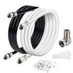 Elecan 4 Ft/2 Pack RG6 Coaxial Coax Cable Connectors Set, Quad Shielded High-Speed Internet 3 GHZ, Broadband Digital TV Aerial, Soft Satellite Cable Extension Double Rubber O-Ring+ Adapter+Ties+Clips