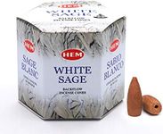 HEM White Sage Backflow Brown Incense Cones | Long Lasting Aroma for Positivity & Pure Air | Wood Powder | Aromatherapy for Stress Relief, Air Purifier & Cleansing | Gift Set - Pack of 40 Cones