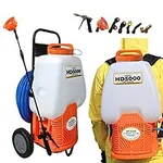 PetraTools Powered Backpack Sprayer with Custom Fitted Cart and 100 Foot Commercial Hose, 2 Hoses Included, Commercial Quality Heavy Duty Sprayer (6.5 Gallon Cart Sprayer)