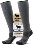 Iambamboo Merino Wool Compression Socks for Women & Men, 20-30 mmHg Knee High Dryarn Socks for Flying, Travel, Running S/M (Light Gray)