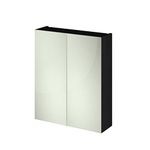 Charcoal Black 600mm Mirror Cabinet 50/50 Split (180mm Deep)