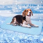 Baodan Dog Cooling Mat, 90x56 cm Washable Cool Mat for Dogs, Self Cooling Pads for Dogs Cats in Hot Summer, Blue