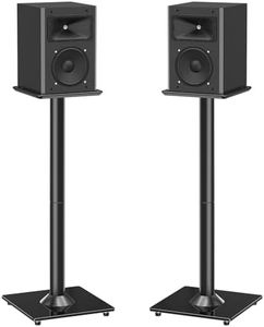 MOUNTUP Universal Speaker Stands Pair for Surround Sound, 31" Height Floor Speaker Stand, Holds Bookshelf Speaker Satellite Speaker Large Speakers, Up to 22LBS Cable Concealing 9.8" Plate Black