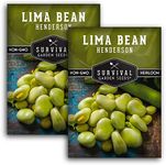 Survival Garden Seeds - Henderson Lima Bean Seed for Planting - 2 Packs with Instructions to Plant & Grow Tender White Butter Beans in Your Home Vegetable Garden - Non-GMO Heirloom Variety Plant Seed