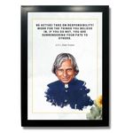 Kagaz Kala - Famous Personalities Digital Print with Motivation Quotes - Framed Quotes Poster - 13x10 Inches Synthetic (APJ Abdul Kalam - Be active)