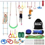 55FT Ninja Warrior Obstacle Course for Kids with 12 Obstacle Course Accessories-Swings, Monkey Bars, Arm Trainers and More, Suitable for Boys and Girls Over 5 Years Old-440 lbs Weight Capacit