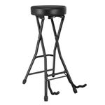 Softline Pro SP 27 Guitarist Stool with Footrest & Guitar Holder Foldable X-Style Guitar Seat with High-Density Cushion Anti-Slip Rubber Feet Portable Stool for Acoustic & Electric Guitar