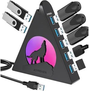 7 Port USB Hub, JoyReken USB 3.0 Hub with 2 FT Long Cable, Vertical USB Exrension Hub for Laptop, MacBook, Xbox, PS4/5, Flash Drive, XPS, PC, Flash Drive, Game Console, Printer, Camera,Keyborad, Mouse