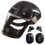 Trend Airshield Pro Full Air Circulating Face Shield w/ Ear Defenders - Complete Face and Hearing Protection Pack, AIR/PRO/D2