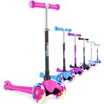 BELEEV Scooter for Kids Ages 2-6, 3 Wheel Scooter for Children Toddlers Girls Boys, Light-Up Wheels, 4 Adjustable Height, Lean to Steer, Non-Slip Deck(PINK)