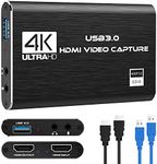 Rybozen 4K Audio Video Capture Card, USB 3.0 HDMI Video Capture Device, Full HD 1080P for Game Recording, Live Streaming Broadcasting