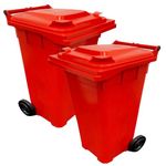 STAR SUPPLIES 240 Litre Large Red Outdoor Household Trash Rubbish Recycling Standard Size Wheelie Bin With Lid & Wheels