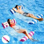 2 Pack Inflatable Pool Floats Hammock, 4-in-1 Multi-Purpose Inflatable Hammock with a Manual Air Pump, Pool Chairs to Beach, Swimming Pool, Water Lounge Party Toys