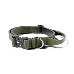 BullyBillows | Dog Collar | 2.5cm Combat® Collar With Handle & Pressure Rated Clip | Suitable For All Dog Breeds | Stainless Steel Dog Collar | Khaki XS-M - 14-18" / 34-46cm