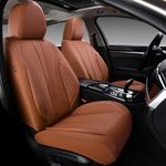 KEYOOG 2-Seater Car Seat Covers Full Set, Fit for Front Seats of Cars, Waterproof and Breathable Nappa Leather, Compatible with Airbags, Car Seat Protector Covers for Most Cars - Brown