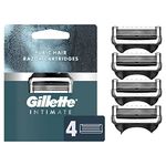 Gillette Intimate Pubic Hair Razor Cartridges, 4 Razor Blade Refills, Gentle and Easy to Use, Dermatologist Tested, With 2x Lubrication