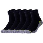 Jzy Qzn Mens Trainer Socks Black Copper Added Quarter Ankle Socks Anti-Blister Sports Socks Breathable Cotton Performance Running Socks 5 Pairs Yellow