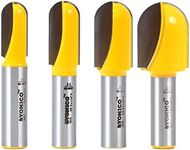 Yonico Router Bits Set Round Nose Core Box 4 Bit 1/2-Inch Shank 14461