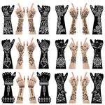 XMASIR 12 Sheets Large Henna Tattoo Stencils Kit, Reusable Henna Full Hand Templates Body Art Paint Indian Arabian Tattoo For Women Girls