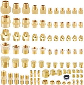 89-Piece Professional NPT Fitting Kit with Teflon Tape - Comprehensive Air & Fluid System Adapter Set w/Reducers, Nipples, Plugs, Couplings for Pipe Thread Repair