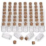 THE TWIDDLERS - 60 Mini Glass Bottles - Mini Bottles for Spices, Crafts, Wedding Favours, Shot Bottles - Premium Small Glass Bottles with Cork Lids - 4cm Glass Vials