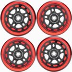 HeyZomm Inline Skate Wheels Outdoor & Indoor Inline Skate Replacement Wheels 85a Roller Hockey Wheels w/Bearings ABEC-9 & Floating Spacers, 64mm 70mm 72mm 76mm 80mm 84mm 90mm Dia, 4-Pack (80mm, Red)