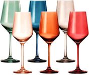 Colored Crystal Wine Glasses - Water & Wine 12oz | Set of 6 | Cute Pastel Muted Crystal Cocktail Glassware, Unique Gift Wife, Her, Mom, Friend Goblet Cocktails, Red & White Tall Stemmed Drinkware