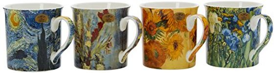 lesser and pavey Ceramic Mug | Van Gogh | Set of 4-12x8x9 cm