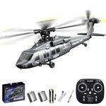 Hylukon K200 RC Helicopter, U9901 Black Hawk RC Military Helicopter, 6 Channel Helicopter with 6G Gyro Stable Flight, One Key Function, Anti-Crash, Brushless Motor for Beginners & Pros (Grey)