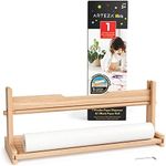 Arteza Kids Paper Roll Dispenser with 1 Roll of Drawing Paper, 16.5 Inches x 74.8 Feet, 47-lb Paper, Made of Pine Wood, Art Supplies for Kids Activity Organizing, Sticker Storage, and Learning Centers