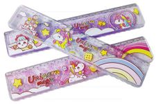 FunBlast Scale Ruler for Kids –Unicorn Scale for Girls, Glitter Scale Ruler Set for Students, Stationary Gifts for Kids,Unicorn Return Gifts, Glitter Scale for School - 3 Pcs