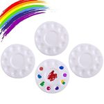 4Pcs Paint Palette, Paint Tray Palettes Round Plastic Tray for Adults, Paint Pallet Painting Supplies for Craft Art Acrylic Watercolor Oil Painting, White