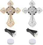 YINETTECH 2PCS Cross Car Air Vent Clip Shiny Rhinestone Car Essential Oil Diffuser Car Interior Charm Decoration Accessories for Women Men Auto Interior Decor