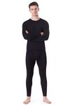 Rocky Thermal Underwear for Men (Long Johns Thermals Set) Shirt & Pants, Base Layer (Black - Standard Weight/Medium)