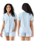 Kindred Bravely Clea Classic Short Sleeve Maternity & Nursing Pajama Set (Mist, Medium)