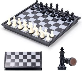 Carehabi Jeu d'échecs, Echec Magnetique Pliable Echiquier, Mini échecs Portable Voyage Plateau pour Garçon Fille Enfant Adulte (Noir Blanc)