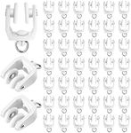 Curtain Track Rollers Ceiling Curtain Track Hooks Flexible Bendable Clips 11 mm White Plastic Drapery Rail Gliders with Hooks for Shower Curtain Window Tracks(50 Pieces)