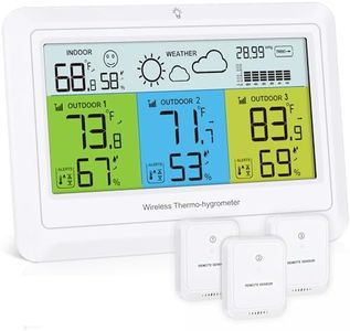 PENTASPI Weather Station Wireless Indoor Outdoor, Digital Thermometer Humidity with 3 Sensors, Color Display Home Weather Station with Weather Forecast, Barometric Pressure, Alert, Backlight for Home