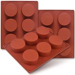 Newk Cylinder Silicone Mold, 3 Packs 6-Cavity Round Cylinder Mold for Cupcake, Handmade Soap, Muffin, Cake, Cheesecake, Brownie, Chocolate Cover