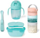 Skip Hop Baby Easy-Pack Feeding Travel Essentials 6 Piece Set Soft Teal 6m+