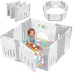 Dripex Baby Playpen for Baby and Toddlers, Small Folding Baby Pen with Adjustable Shape Plastic Playpen, Extended Sturdy Foldable Play Pen and Baby Fence Barrier Indoor Outdoor(10 Panels/115×115cm)