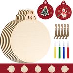 Artmag 50pcs Christmas Unfinished Wooden Ornaments Blank Round Wood Discs for Kids DIY Crafts Centerpieces Holiday Hanging Decorations