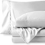 Bed Sheet Set 6 Piece - 1 Flat Sheet, 1 Elastic Fitted Sheet with 8" Deep Pocket and 4 Pillow Cover, 100% Egyptian Cotton, 600 Thread Count Exquisitely Hotel Quality-White Solid,Queen Size.