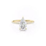 2 Carat Pear Cut Pave Engagement Moissanite Ring, D Color VVS1 Clarity 10K / 14K / 18K Gold Vintage Style Antique Wedding Ring for Women, Classic Promise Bridal Anniversary Gift for Her