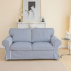 MASWOND Navy Blue Stripe Ektorp Loveseat Cover Replacement is Made Compatible with IKEA Ektorp 2 Seat Sofa, 5 Piece Couch Slipcover