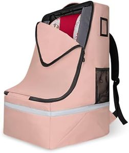 LARIPOP Car Seat Travel Bag for Airplane,Infant Seat Travel Bag with Shoulder Strap,Padded Car Seats Backpack with Reflective Stripes,Large Carseat Carrier Bag Travel Car Seat Cover,Flesh Pink