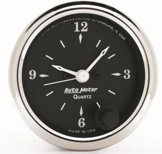 Autometer 2-1/16" Clock, 12 Hour, Old Tyme Black (1785)
