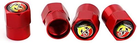 XDG 4Pcs Metal Car Tire Valve Stem Caps Waterproof Cover for Scorpion Abarth Logo Emblem Fit for Fiat Abarth Punto 124/125/125/500 Stilo Styling Decoration Accessories(Red)