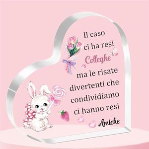 Colleghe Targhe e Cartelli Decorativi Amiche Acrilico Placca Cuore Ornamenti Donne Regali Compleanno Segni Amicizia Apprezzare Natale Pensionamento Addio Regalo Amica Decorazione Ricordi Coniglio