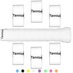 Tannius Tennis Racket Grip Tape, (6 or 9 Pack) Dry Feel Tennis Grips, Absorbent and Enhanced Tennis Overgrip (6-Pack White)